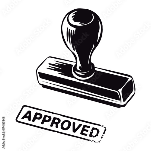 An approved rubber stamp on a white backdrop
