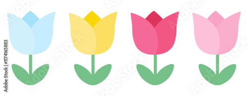 かわいいチューリップのベクターイラスト