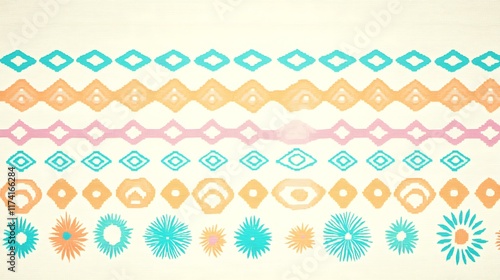 Traditional native textile patterns intricately woven, featuring vibrant colors and intricate cultural motifs