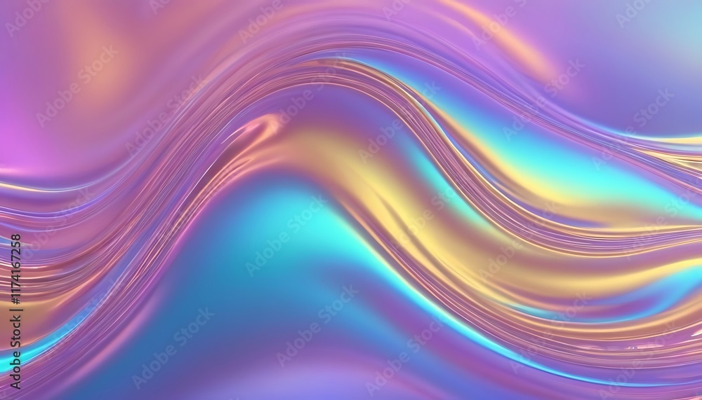 Futuristic Abstract Holographic Waves in Transparent Plastic 3D Render Futuristic Abstract Holographic Waves in Transparent Plastic 3D Render