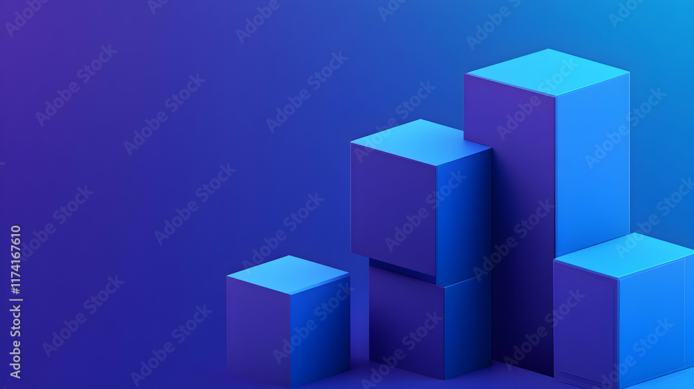 Abstract 3D blue cubes gradient background, modern geometric shapes, minimalist design, digital art, tech background, business concept. Abstract 3D blue cubes gradient background, modern geometric shapes, minimalist design, digital art, tech background, business concept.