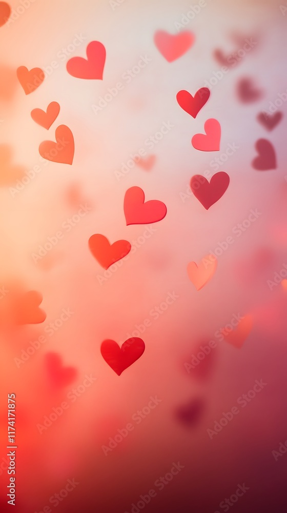 A smooth gradient of light red and pink with floating heart shapes and empty space for a message A smooth gradient of light red and pink with floating heart shapes and empty space for a message