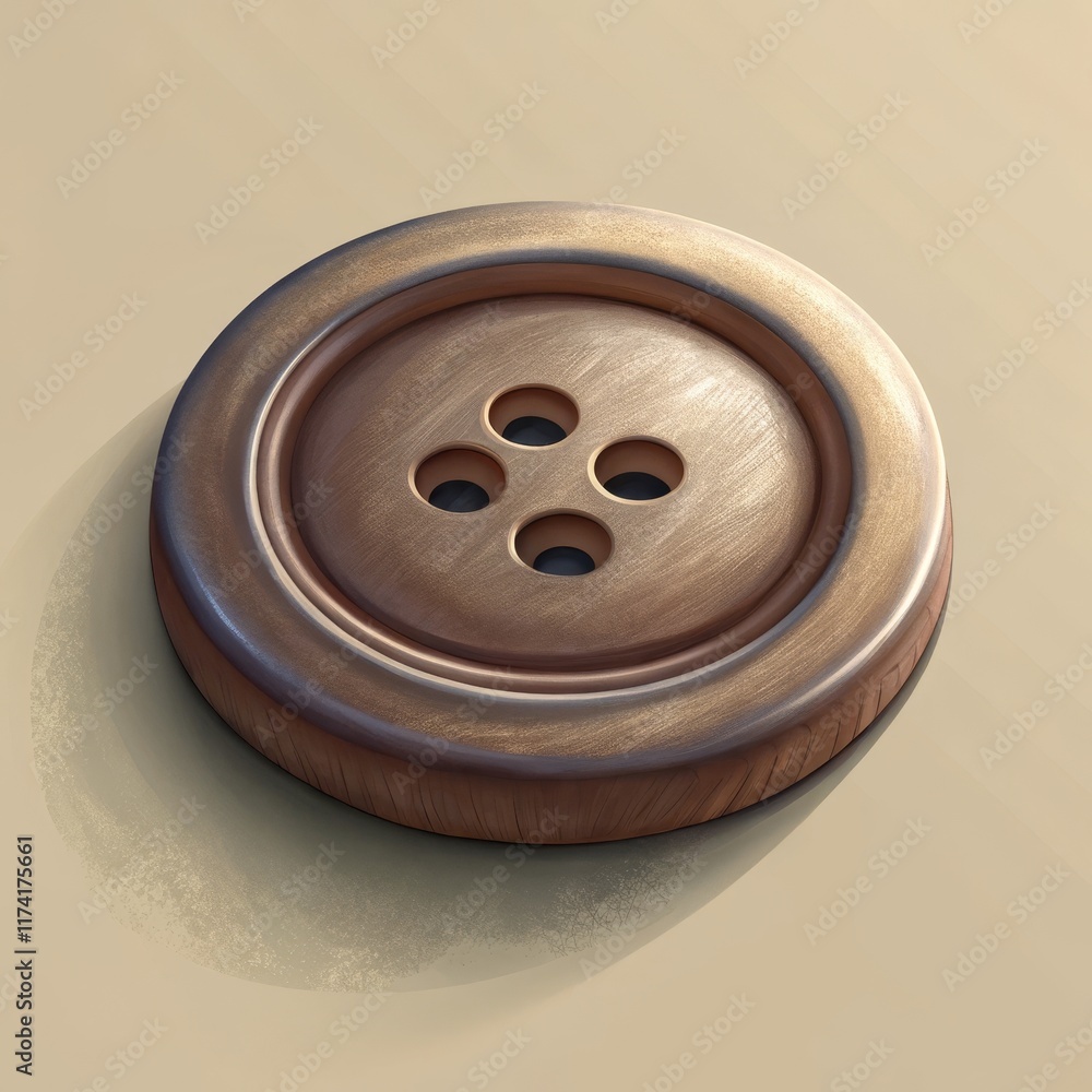 Wooden Button 3D Render, Circular Composition, Beige Background, Four Holes, Textured Surface, Product Design Button, 3D rendering Wooden Button 3D Render, Circular Composition, Beige Background, Four Holes, Textured Surface, Product Design Button, 3D rendering