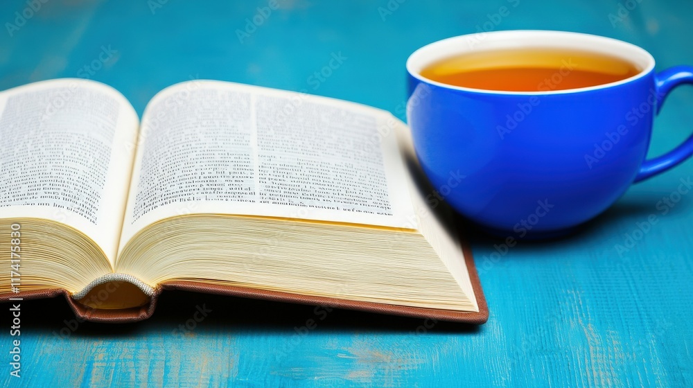 Enhancing Focus Setting Goals for Improvement with a Book and Tea on a Table Cozy Home Environment Inspiring Perspective Enhancing Focus Setting Goals for Improvement with a Book and Tea on a Table Cozy Home Environment Inspiring Perspective