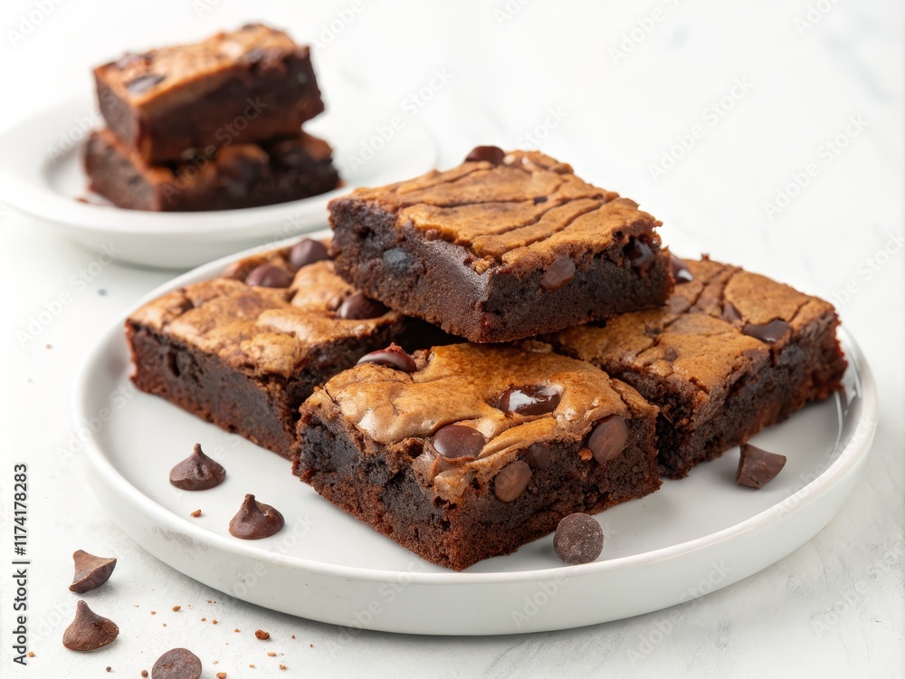 Fudgy Chocolate Chip Brownies Stacked Composition, Close-up Image, Dessert Concept, Chocolate, Brownie Brownie recipe, baking Fudgy Chocolate Chip Brownies Stacked Composition, Close-up Image, Dessert Concept, Chocolate, Brownie Brownie recipe, baking