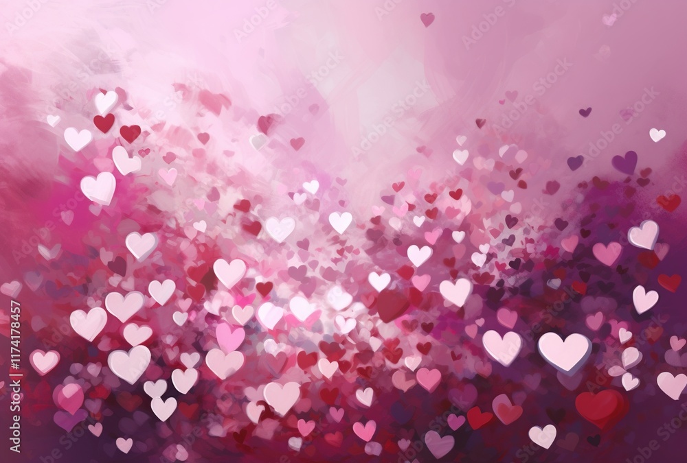 Greeting card with painted hearts Greeting card with painted hearts