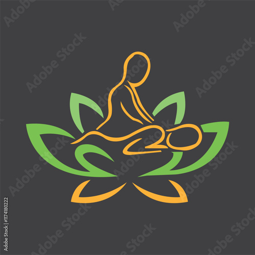 Human body massage spa centre logo design vector