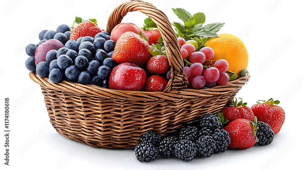 Fresh fruit in a wicker basket. Fresh fruit in a wicker basket.