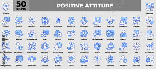 Positive Attitude Icon Set Blue White