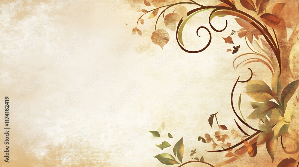 Autumnal Floral Design On Textured Background Autumnal Floral Design On Textured Background