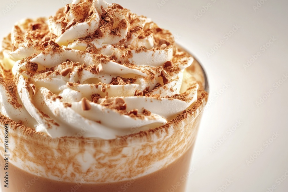 Close-up of a glass of coffee with whipped cream and chocolate sprinkles. Close-up of a glass of coffee with whipped cream and chocolate sprinkles.
