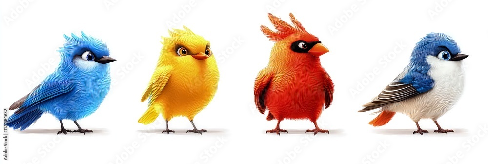 Naklejka premium Different collection of cute illustration of swift bird isolated on white background