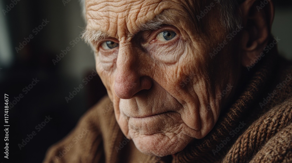 Close up portrait of a senior man looking directly at the camera with a serious expression. Close up portrait of a senior man looking directly at the camera with a serious expression.