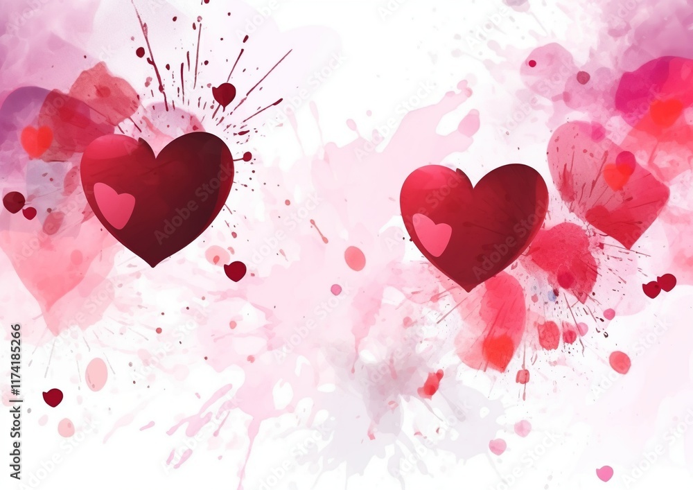 Greeting card with painted hearts Greeting card with painted hearts