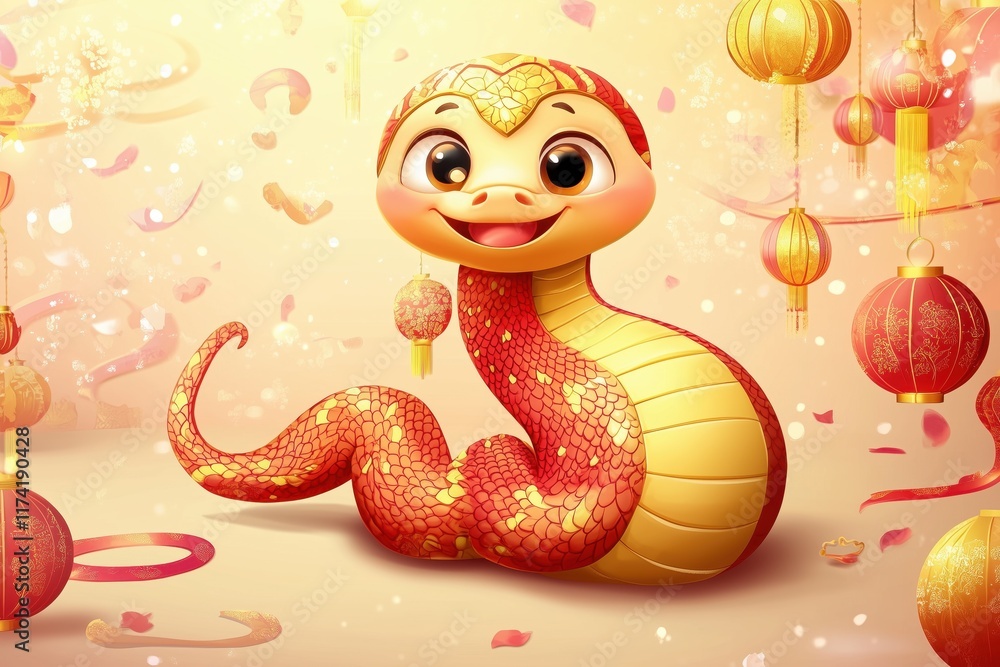 Obraz premium Chinese new year zodiac snake celebration poster