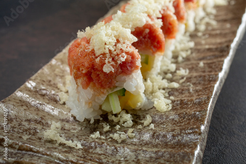 Εκτύπωση καμβά A closeup view of a crunchy roll.