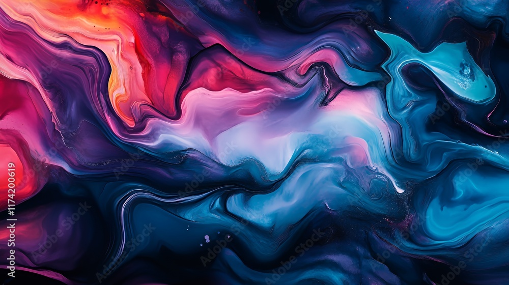 Obraz premium Abstract Fluid Painting Swirling Colors Deep Hues