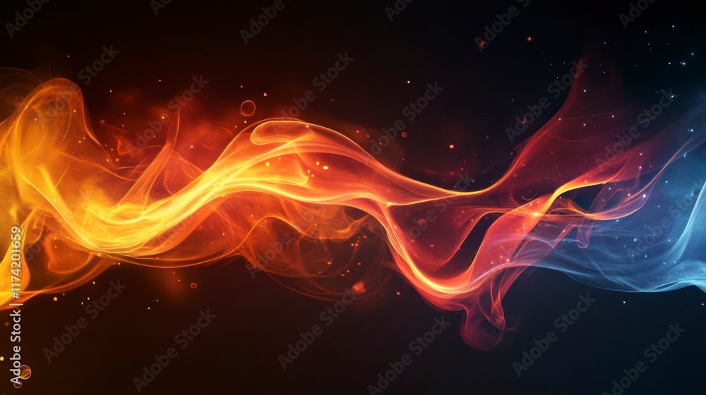 Obraz premium Abstract Fire and Ice Swirl - Energy Flow Background