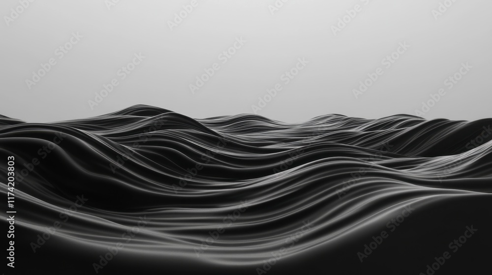 Obraz premium Dark Wave Abstract Background, Minimalist Design