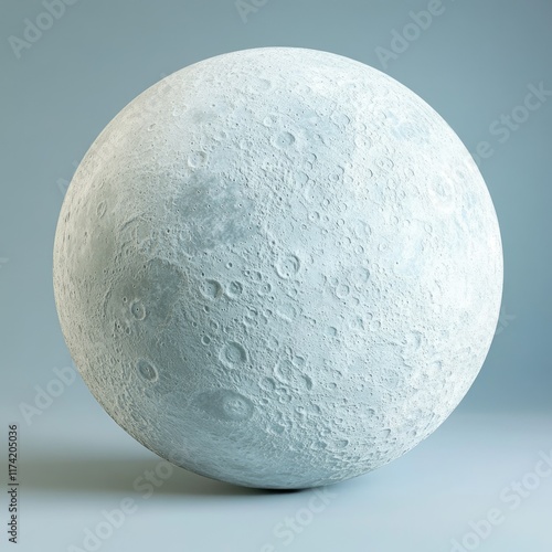 A detailed 3D render of the moon, showcasing its craters and textured surface. photo