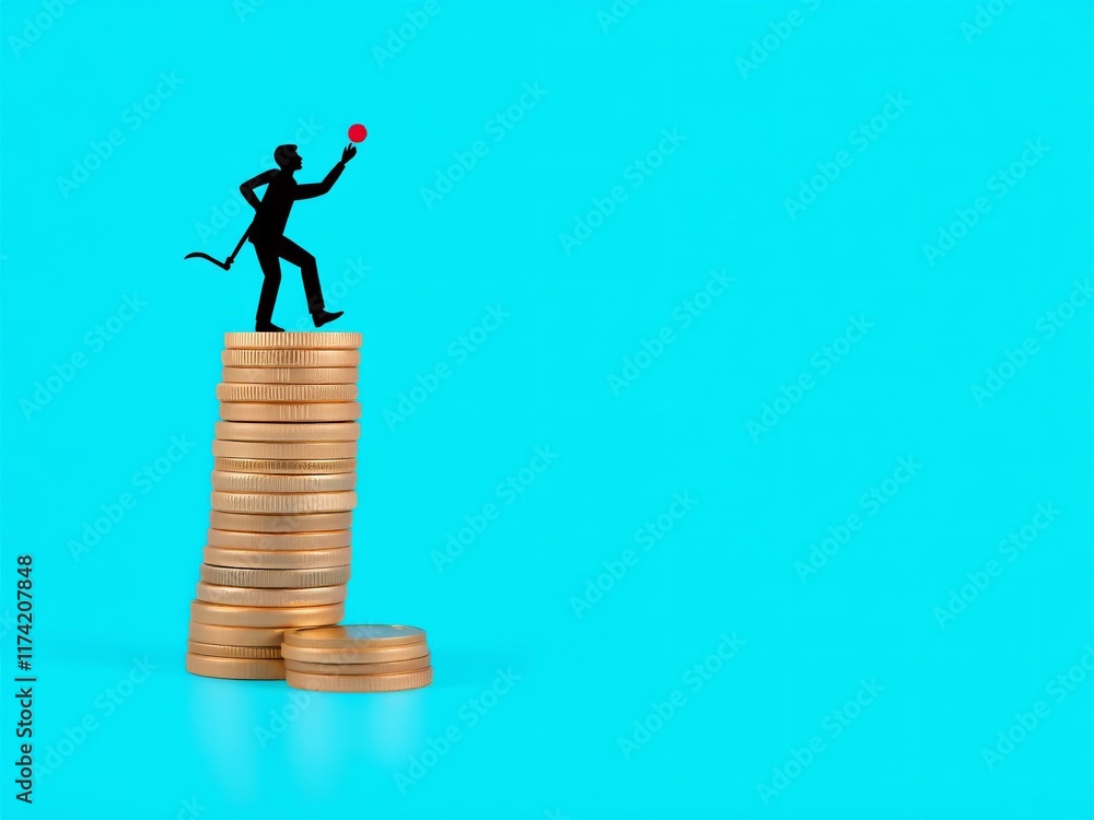 Stacks of shiny golden coins arranged in ascending order symbolizing growth during economic downturn, business, crisis Stacks of shiny golden coins arranged in ascending order symbolizing growth during economic downturn, business, crisis