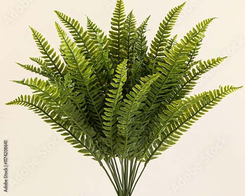 Lush green artificial fern plant arrangement. photo