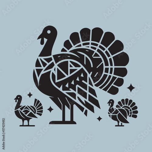 Turkey male silhouette. Farm animal icon turkey isolated vector icon Turkey birds Silhouette vector art, graphics