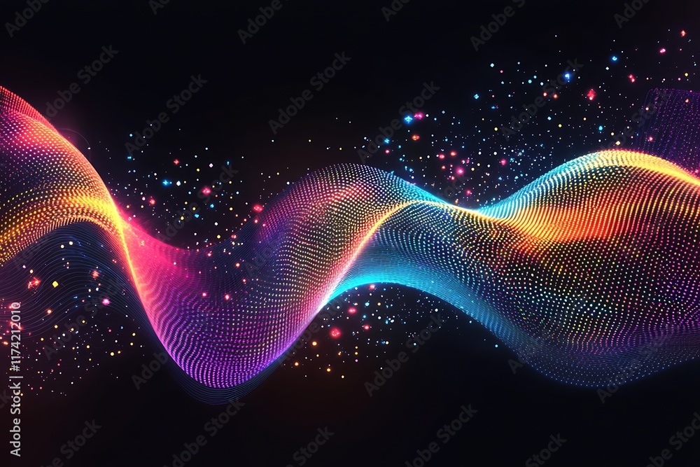 Colorful Twisting Light Waves with Dynamic Dots Pattern Design : Generative AI Colorful Twisting Light Waves with Dynamic Dots Pattern Design : Generative AI
