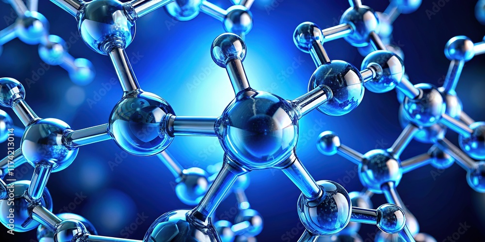 Blue Molecular Structure, Abstract Art, Scientific Visualization Blue Molecular Structure, Abstract Art, Scientific Visualization