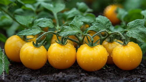 yellow cherry tomatoes growing in rows of tomatoes --ar 16:9 --style raw --stylize 750 --v 6.1 Job ID: 4e5615e2-49c3-4db8-b1d6-54527237a0e8 photo