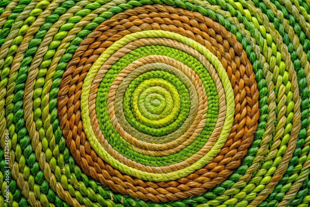 Fototapeta premium A vibrant, high-resolution image of a woven grass mat, perfect for organic design projects; natural fiber rug texture.