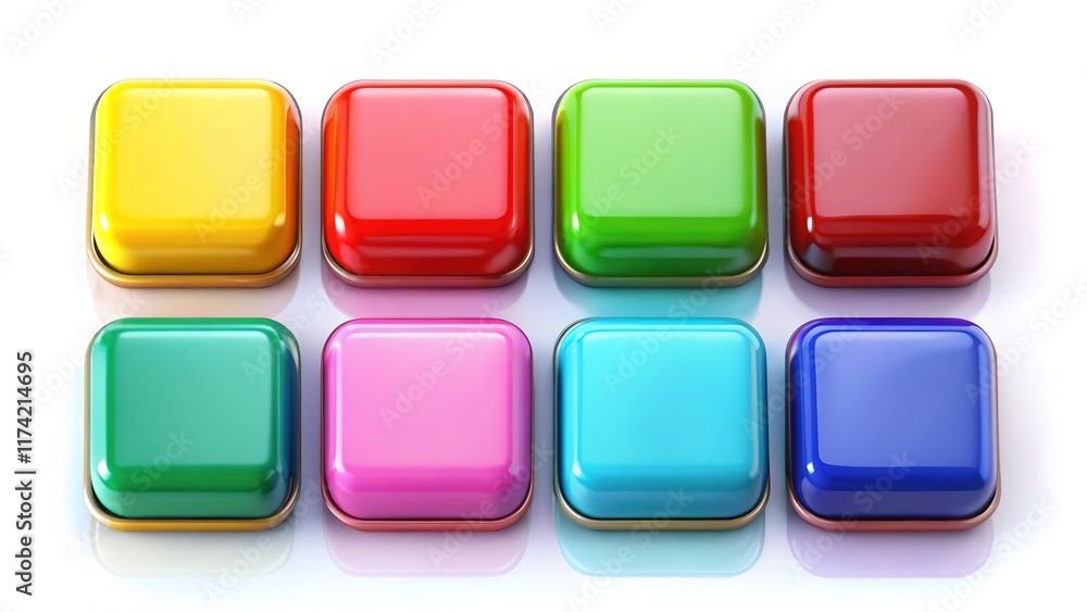 Colorful Rounded Square Buttons, Bright Buttons, Isolated Buttons, Digital Buttons, GUI Buttons Colorful Rounded Square Buttons, Bright Buttons, Isolated Buttons, Digital Buttons, GUI Buttons