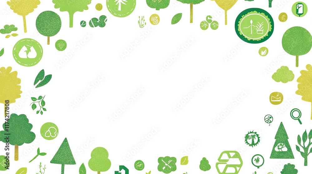 A green-themed border featuring various environmental icons and symbols. A green-themed border featuring various environmental icons and symbols.