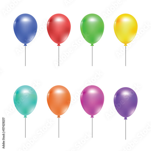 3D object Elastic balloon in various color shape flat art vector design illustration with simple shape perfect for birthday or anniversary kids asset