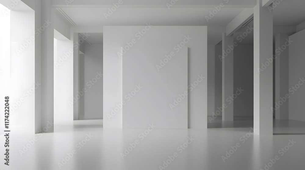 A 3D-rendered minimalist living room with a large blank white wall serves as an ideal backdrop for creating various home interior scenes - HD and realistic A 3D-rendered minimalist living room with a large blank white wall serves as an ideal backdrop for creating various home interior scenes - HD and realistic