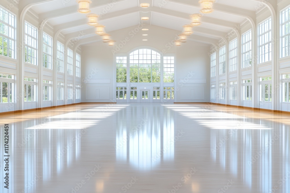 Modern Hall Interior in 3D Render with Elegant Design Modern Hall Interior in 3D Render with Elegant Design