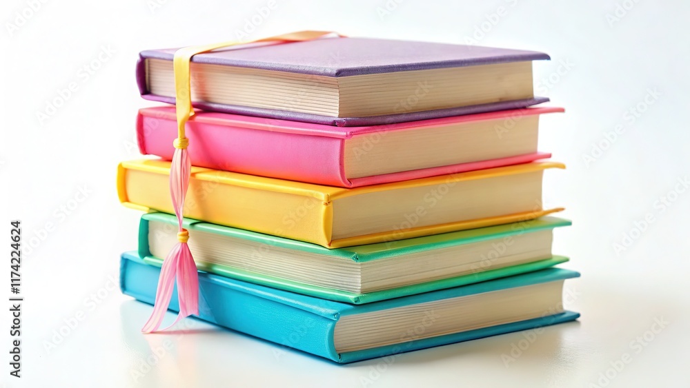 Pastel Stack of Books with Bookmark - AI Art Pastel Stack of Books with Bookmark - AI Art