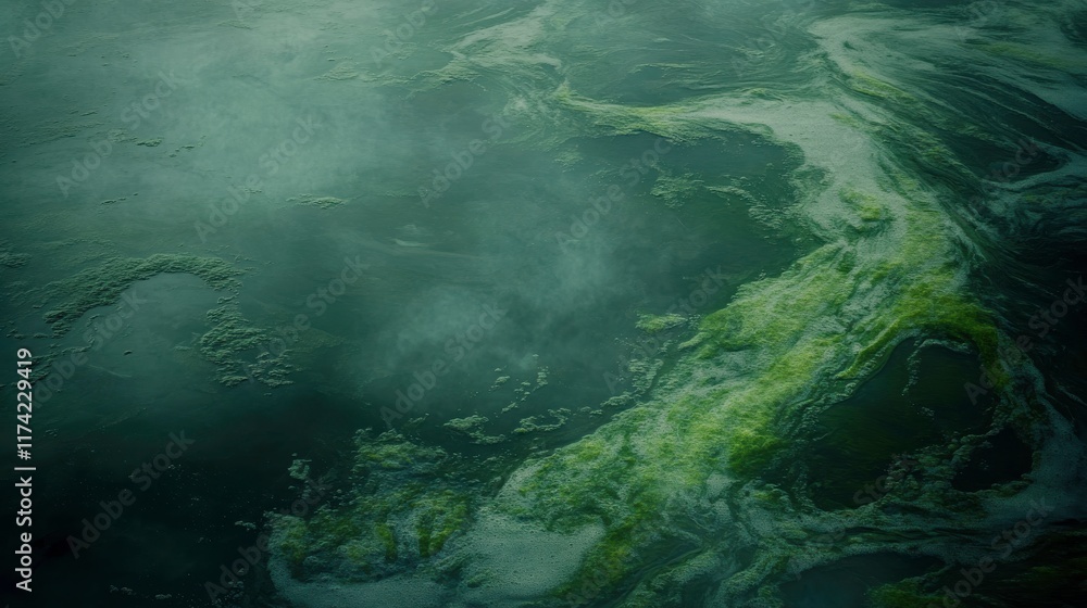 Obraz premium Algae Blooms in Water Body with Dramatic Lighting