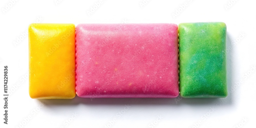 Unwrapped Chewing Gum Top View - Colorful Candy Closeup Unwrapped Chewing Gum Top View - Colorful Candy Closeup