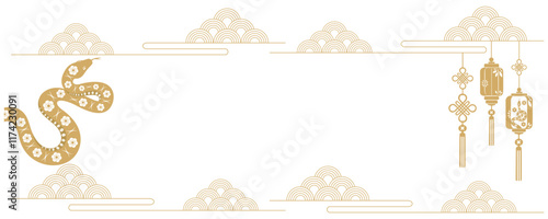 den snake and lantern. Vector illustration of Chinese New Year background