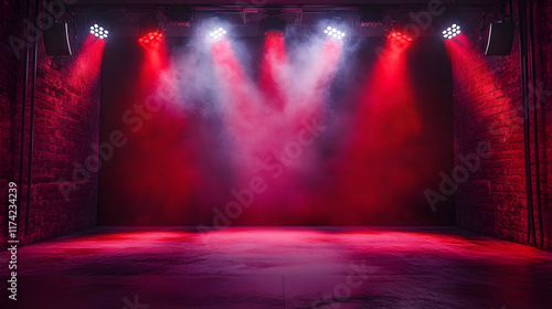 Dynamic Red Gritty Spotlight Stage Design, WWE Style Edged Background