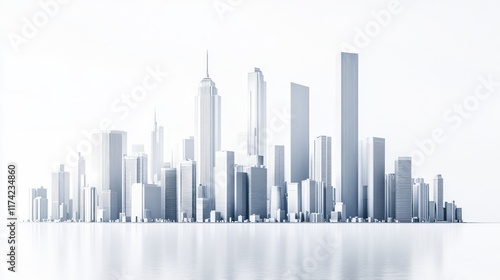 Wallpaper Mural Modern city skyline, monochrome, architectural design. Torontodigital.ca