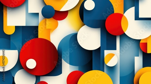 Wallpaper Mural Abstract geometric background with colorful circles and shapes. Torontodigital.ca