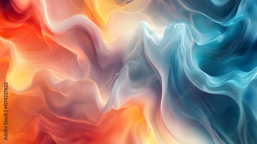 Obraz premium Abstract technology background features a mesmerizing display of cool waves, creating a visually captivating and dynamic backdrop that evokes a sense of innovation 