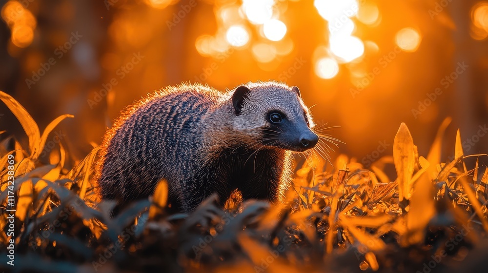 Obraz premium Tranquil jungle floor scene featuring an anteater sniffing the ground