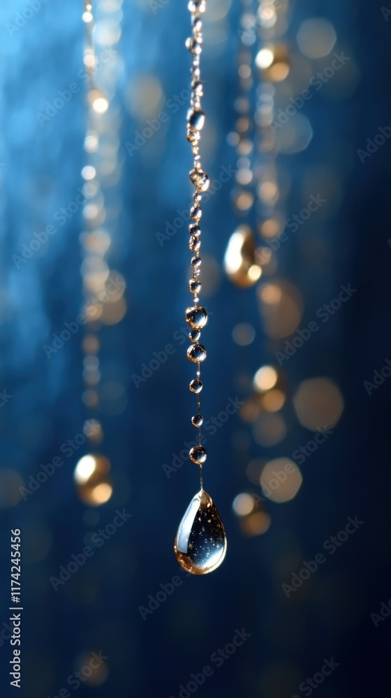 Water droplets hanging, bokeh background. Water droplets hanging, bokeh background.