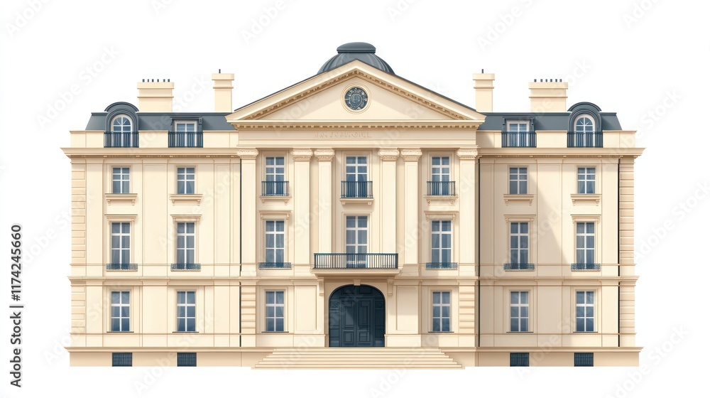 Fototapeta premium Grand classical building facade illustration.