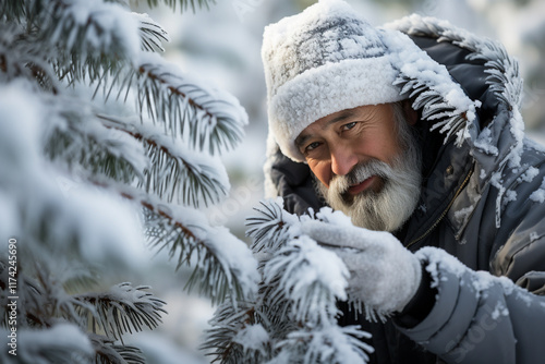 pine tree displays delicate ice formations evergreen needles and tranquil beauty of winter's influence on nature through its exquisite frost patterns photo