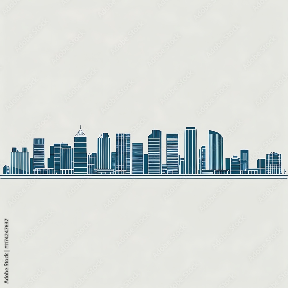 Fototapeta premium Skyline outline for a citybased