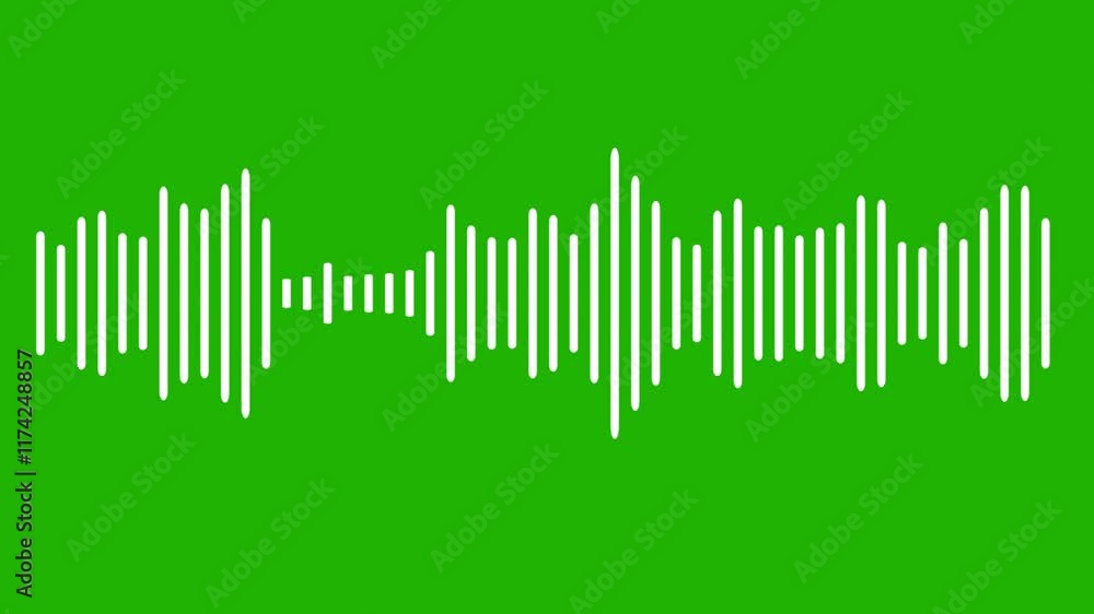 Sound wave motion with green screen, Sound wave animation isolated on green screen.
Visualization sound graphic element. Line audio wave visualization voice record, sound wave animation Sound wave motion with green screen, Sound wave animation isolated on green screen.
Visualization sound graphic element. Line audio wave visualization voice record, sound wave animation